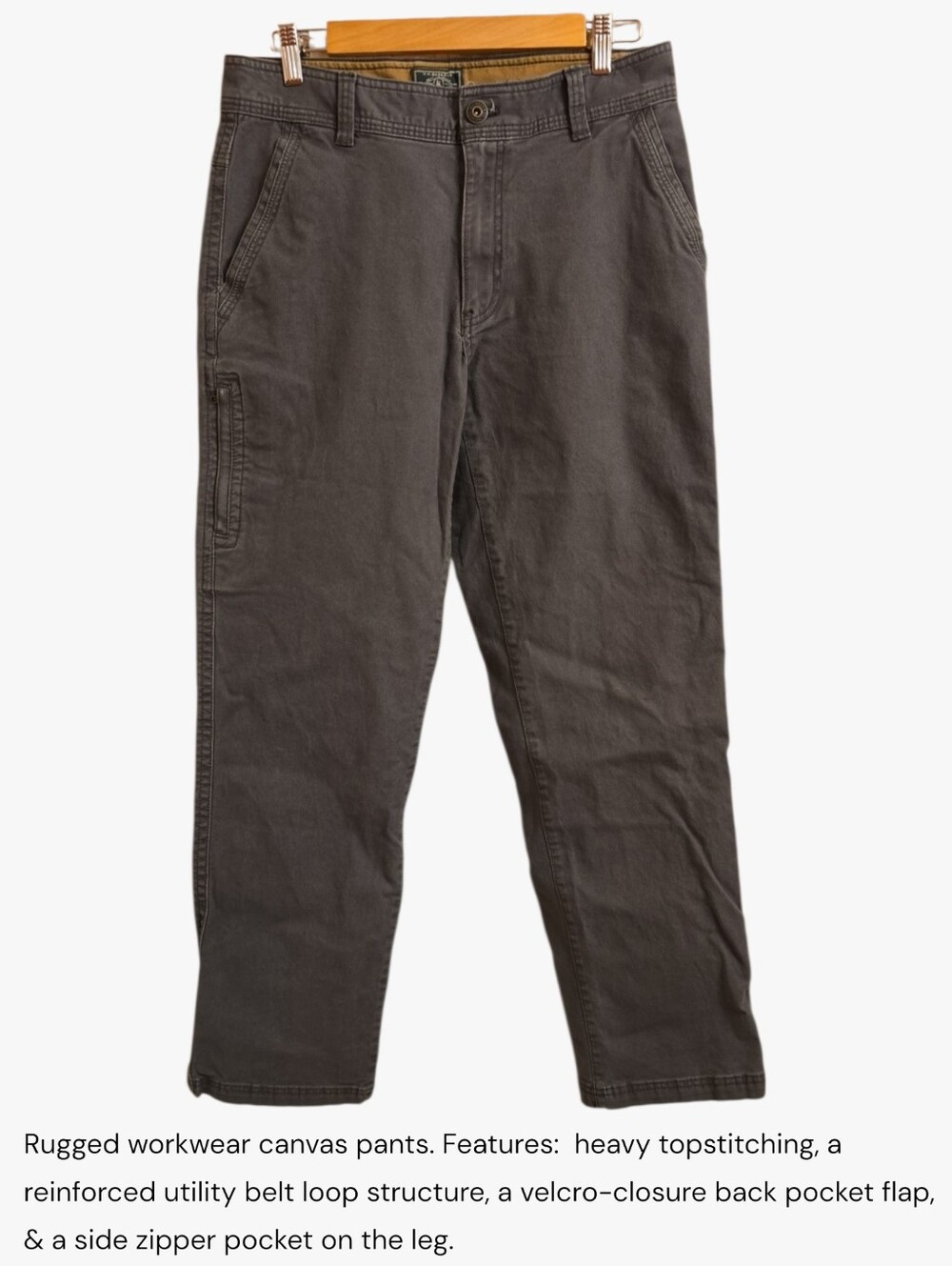 G.H. Bass & Co. Pants Men's Size 32 Charcoal Gray Canvas Cargo Utility Terrain